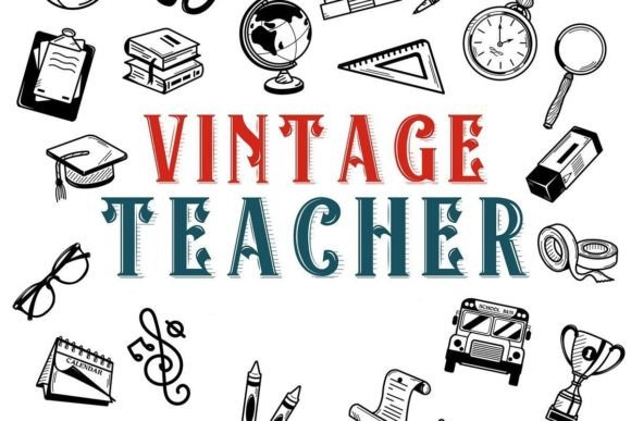 Vintage Teacher Decorative Font By digitalplannerland
