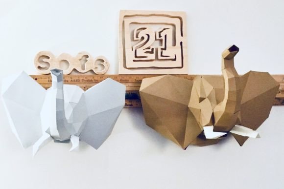 Young and Old Elephant Heads Paper Sculpture Animals 3D SVG Craft By Creative Fabrica Crafts