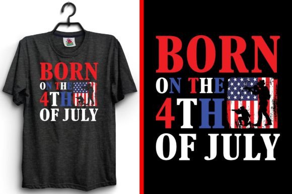 Born on the 4th of July Army SVG T-Shirt Graphic Print Templates By emrangfxr