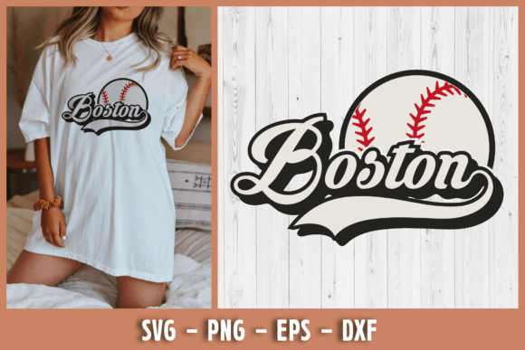Boston Baseball, Retro Vintage Design Gráfico Manualidades Por Matchi Studio