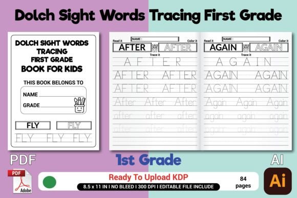 Dolch Sight Words Tracing First Grade Grafica 1st grade Di 2masudrana4