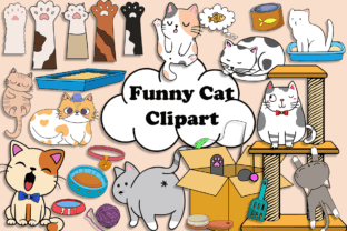 Funny Cat Clipart Afbeelding Crafts Door Let it be Design 1
