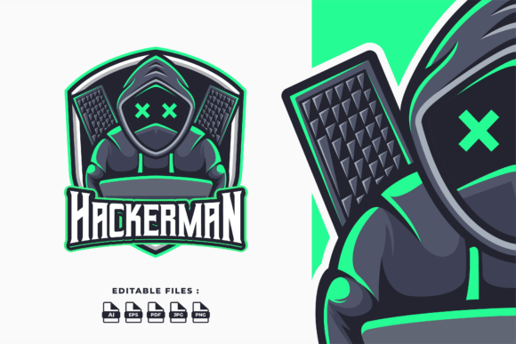 Hacker Man Mascot Logo Template Illustration Logos Par JoviMing
