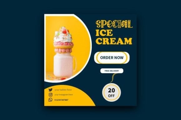 Ice Cream Concept Banner Graphic Social Media Templates By Desing_Lover_Ismail