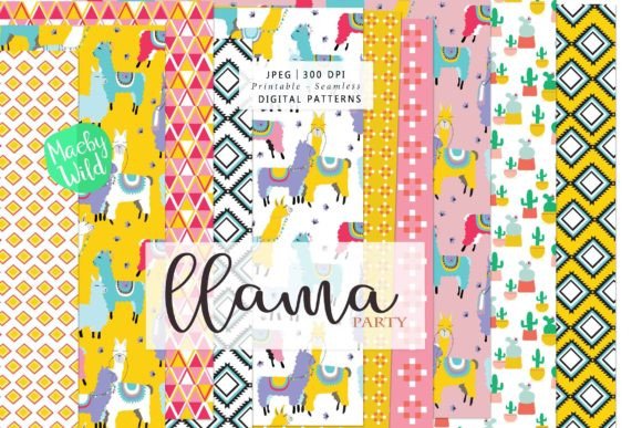 LLama Party Seamless Patterns Graphic Patterns By maebywild