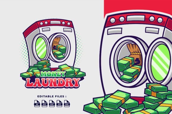 Money Laundry Mascot Logo Template Graphic Logos By JoviMing