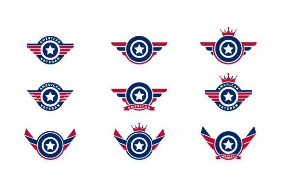 Patriotic American Veteran Flag Logos Illustration Logos Par DidiStore