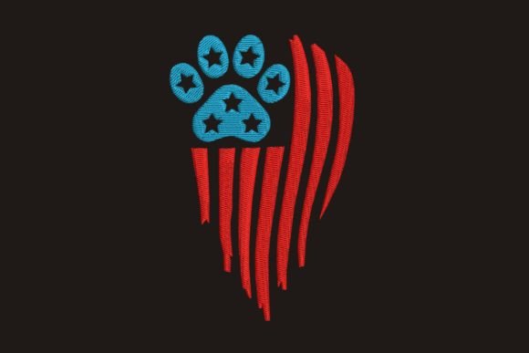 Paw Independence Day Embroidery Design By FlowerEmbroidery