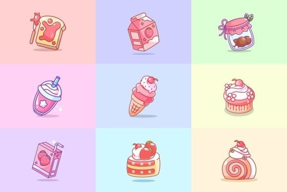 Sweet Dessert Collection Graphic Illustrations By wawadzgn