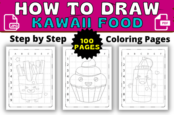 How to Draw Kawaii Food Step by Step Graphic Coloring Pages & Books Kids By Pro Designs