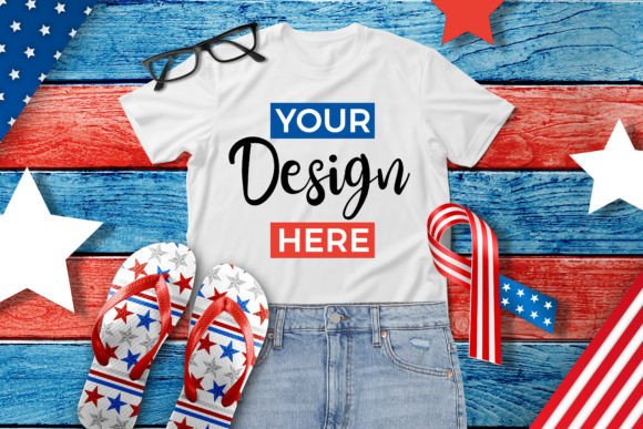 Men's USA 4th of July T-Shirt Mockup Graphic Product Mockups By Creative Store