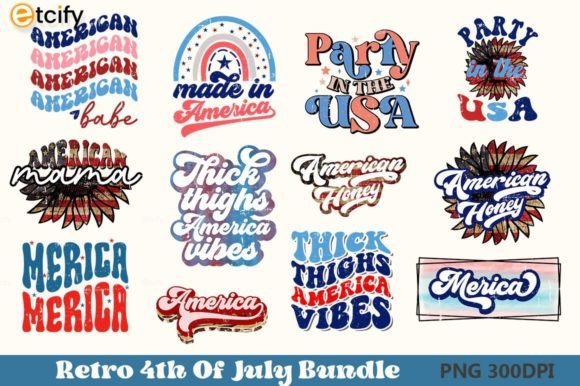 Retro 4th of July Bundle. 4th of July Graphic Crafts By etcify