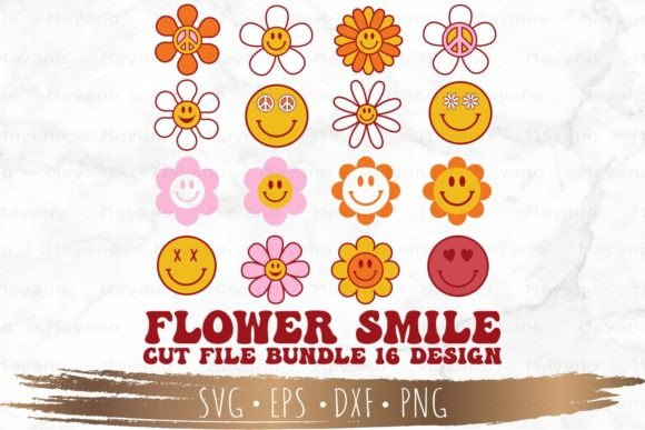 Flower Smile, Smile Face, Peace Love Graphic Illustrations By Mayano