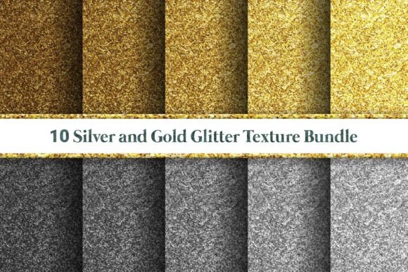 Silver and Gold Glitter Texture Bundle Gráfico Texturas de Papel Por noicestudio