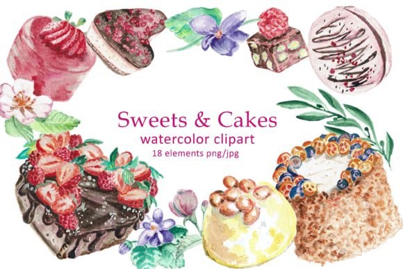 Sweet Bakery Cakes Watercolor Png Graphic Illustrations By SofieArtBoutique