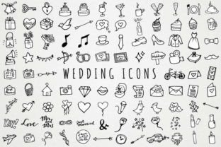 B&W Wedding Icons Hand Drawn Clipart Grafik Symbole Von LemonadePixel 1