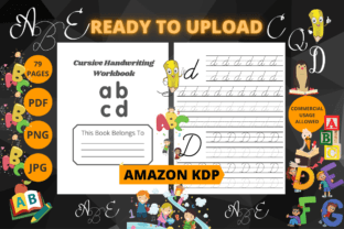 Cursive Handwriting Workbook for Kids V4 Gráfico Interiores KDP Por KdpZone 3