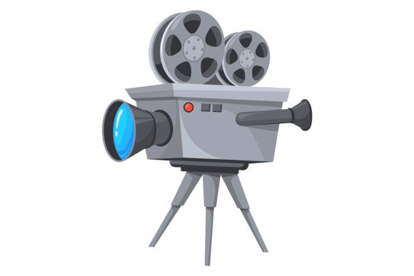 Old Movie Projector with Tape Roll. Cart Grafik Druckbare Illustrationen Von smartstartstocker