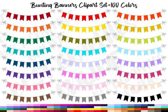 Rainbow Bunting Banner Planner Clipart Graphic Illustrations By bestgraphicsonline