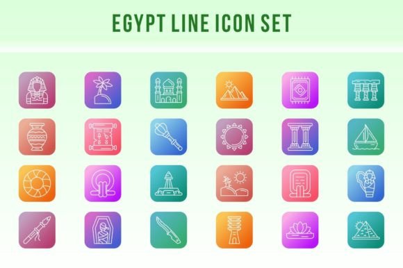 Egypt Line Icon Set Illustration Icônes Par Graphic Nehar