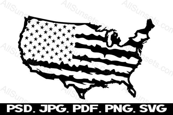 United States Shape American Flag Vector Graphic Objects By SunandMoon