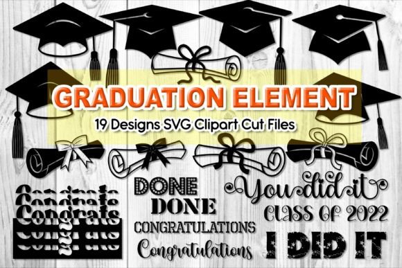 Graduation Cap & Diploma SVG Clipart Grafica Illustrazioni Stampabili Di V-Design Creator