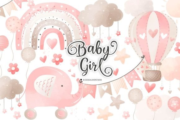 Nursery Baby Girl Rainbows Design Graphic Illustrations By designloverstudio