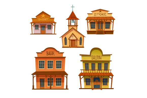 Wild West Buildings Set Graphic Illustrations By myteamart