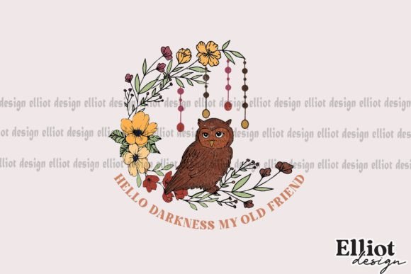 Owl Hello Darkness Sublimation Graphic Crafts By Elliot Design