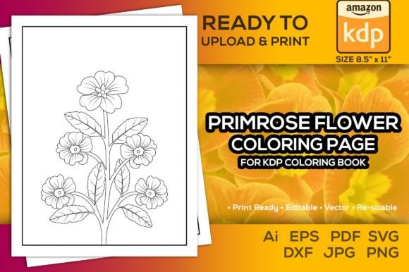 Primrose Flower Coloring Page for Kdp Graphic Coloring Pages & Books Kids By TeamlancerBD