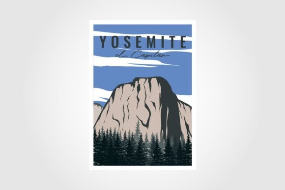Yosemite National Park Vintage Poster Gráfico Plantillas Gráficas Por PrastHF