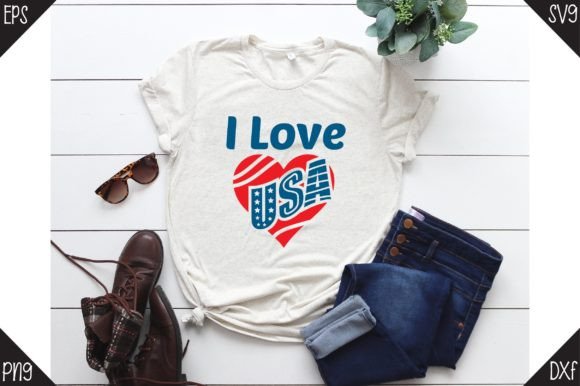 4Th of July, I Love USA. Gráfico Plantillas de Impresión Por Design Store Bd.Net