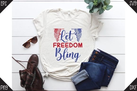 4Th of July, Let Freedom Bling. Gráfico Plantillas de Impresión Por Design Store Bd.Net