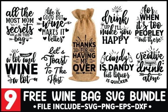 Free Wine Bag SVG Bundle Graphic Crafts By DESIGN STORE