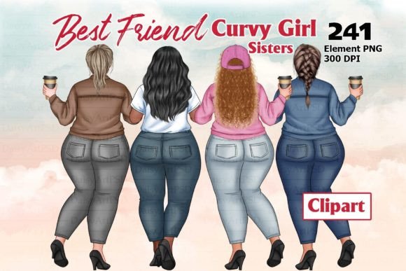 Best Friends Curvy Girl Clipart Graphic Illustrations By daisyartpsd