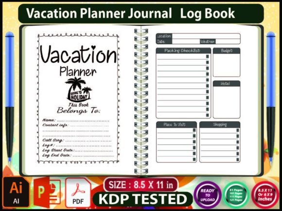 Vacation Planner Journal Log Book - KDP Graphic KDP Interiors By farha
