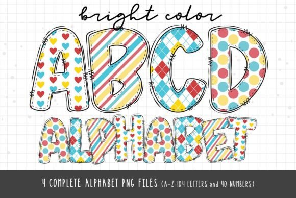 Alphabet Heart, Dots, Stripe Letters PNG Graphic Illustrations By KumaBearStudio
