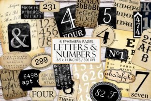 Grunge Letters and Numbers Ephemera Kit Graphic Objects By Digital Attic Studio 1