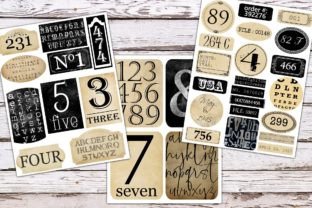 Grunge Letters and Numbers Ephemera Kit Graphic Objects By Digital Attic Studio 2