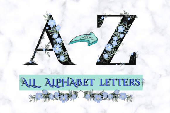 Flower Alphabet Letters a-Z Grafika Rękodzieła Przez YACINEDEZIGN