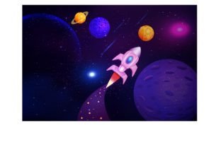 Galaxy Background with Colorful Planets Graphic Backgrounds By Morisons Art