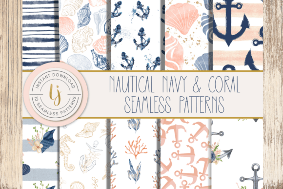 Nautical Seamless Pattern Set Graphic Patterns By Leila James Paper Co.