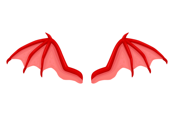 Red Bat Wings. Devil Symbol. Mythical Dr Graphic Illustrations By smartstartstocker