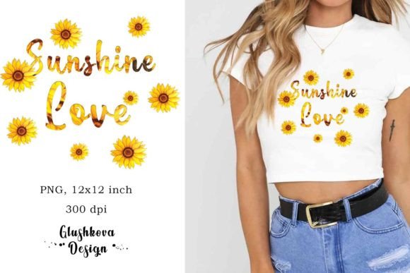 Sunflower Sublimation, Sunflower Clipart Grafika Projekty Koszulek Przez GlushkovaDesign