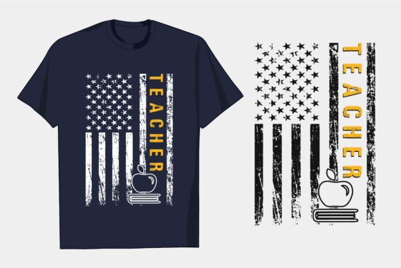 American Teacher - USA Flag T Shirt Illustration Designs de T-shirts Par teestore