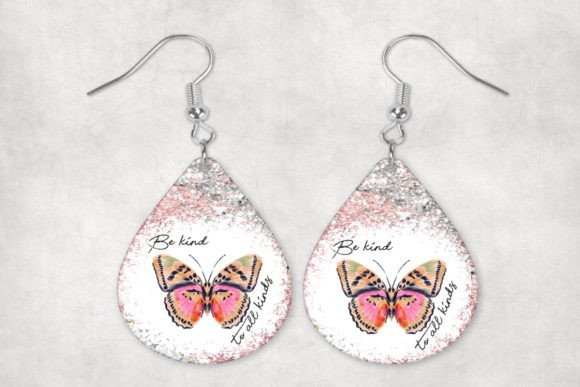 Be Kind to All Kinds Teardrop Earrings Graphic Print Templates By Amazing Grace Media