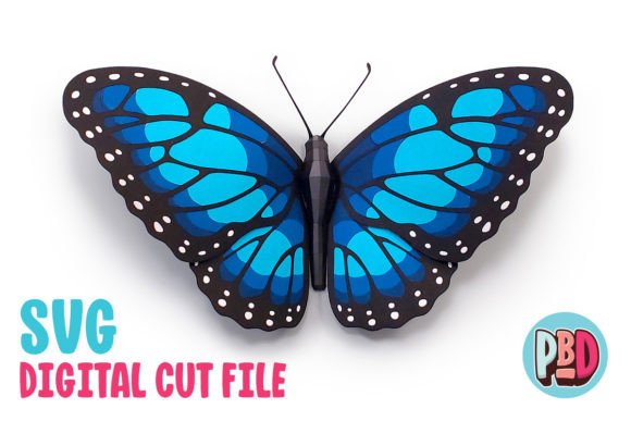 Blue Morpho Butterfly 3D Papercraft Grafika 3D SVG Przez paperbeatsdynamite