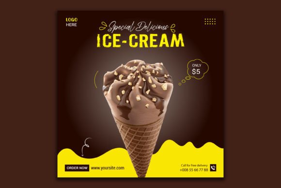 Ice Cream Social Media Post Template Grafika Szablony do Projektowania Stron Internetowych Przez graphic_world