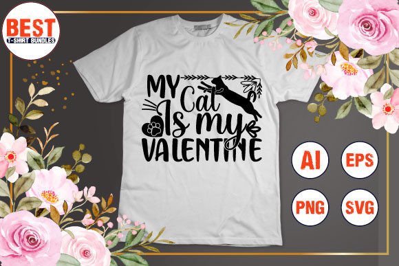My Cat is My Valentine Gráfico Manualidades Por Best T-Shirt Bundles