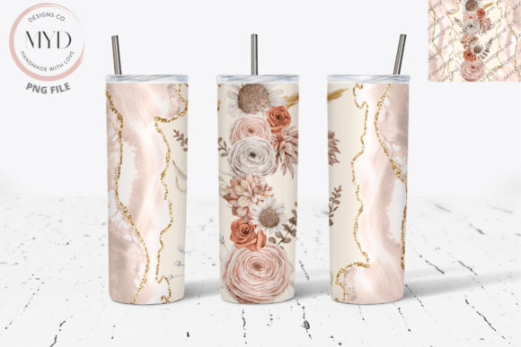 Agate Boho Florals Sublimation Tumbler 8 Graphic Print Templates By MYD Designs Co